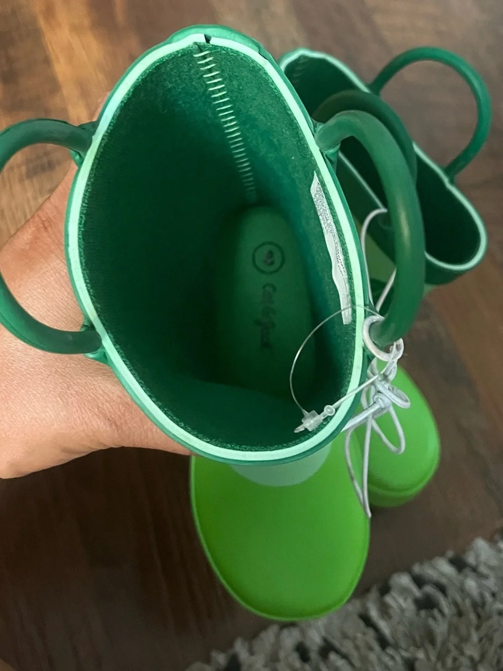Cat & Jack Green Leaf & Caterpillar Kids Rain Boots